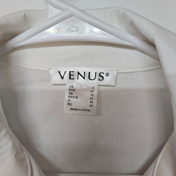 VENUS Blue Denim Vest with White Sleeves Size 8 - Picture 3 of 5